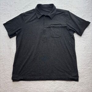 QOR Mens Quarter Zip Performance Polo Shirt Charcoal Heather Black Size L XL
